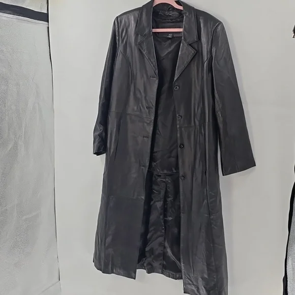 Centigrade Elegant Black Long  Leather Coat - Picture 2 of 8